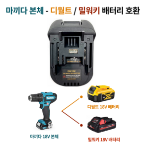 유레카 배터리 변환 어댑터 아답터 아답타 호환 젠더 마끼다 디월트 보쉬 밀워키 호환, 1. 마끼다 본체-디월트/밀워키 배터리 호환, 1개