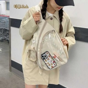 덕질 백 Backpack 이타백 Style 깜찍한 Tanspaent 숄더, 검은 색, 1개