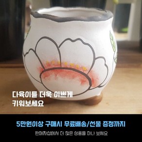 다육 다육화분 - 작은 복주머니 화분 4개세트 (화분사이즈-높이 8cm 입구-6.5cm), 2번- 흰색