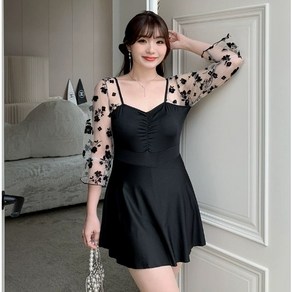 [L-3XL/55-88반] 빅사이즈 체형커버 여리여리 시스루 원피스 수영복