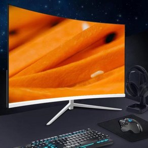 24 인치 커브드 컴퓨터 모니터 풀 HD 1080P 165Hz 게임용 2800R LED 기울기 조정 케어, 5) WHITE  EU 플러그