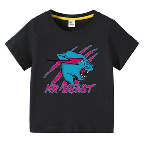 M.Beast 미스터비스트 여름용 짧은소매 100 순면티, 빨간색 140cm, 1개