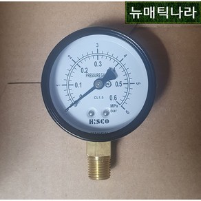 [ HISCO ] GPA60X06 ( A형 공압 압력 게이지 60파이 0.6MPa 6KG 6ba PT 1/4 / 131P HSI 히스코 압력계 HSI 협성계기 ), 1개