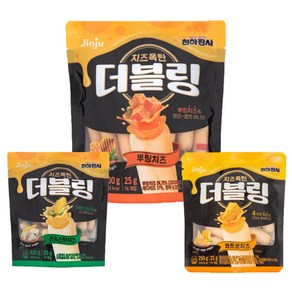 진주햄 천하장사 더블링 소시지 3종( 뿌링치즈 콘앤스윗치즈 콰트로 치즈) 250g 1세트