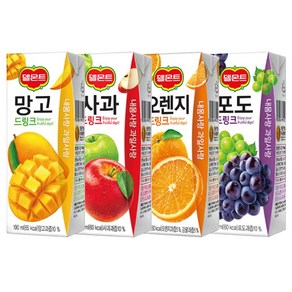 델몬트드링크 팩음료 망고 사과 오렌지 포도 190ml x 32팩 4종 각8개