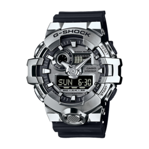 지샥 G SHOCK 빅페이스 메탈 베젤 실버 블랙 캐주얼 시계 GM-700-1ADR