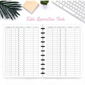 A4 테이블 예약 플래너 - 예약관리 단체손님 카페 레스토랑 예약장부 식당노트