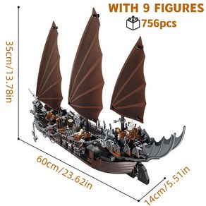 해적선 크적선 난파선 정부군함 정부군 엘도라도 요새 호환 레고 떼샷 디오라마 굿즈 LOTR 매복선 캐리비안의 해적 복수 군함 흑진주 범선 빌딩 블록 79008 4184 조립 장난감, [03] 756pcs, 1개