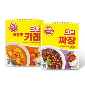 [오뚜기] 3분 카레 매운맛 200g x 12개 + 3분 짜장 200g x 12개, 1개