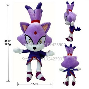 소닉 시리즈 플러시 너클 꼬리 귀여운 만화 인형 애니메이션 Peluche 어린이를위한 생일 선물, 35cm-Blaze, 1개
