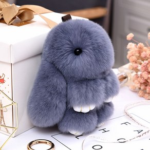 하우스팡 인형키링 열쇠고리 토끼인형, 그레이 15cm, 1개