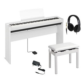 YAMAHA P-225 WH 화이트 전자 피아노 전용 스탠드・고저자재 의자・헤드폰 세트