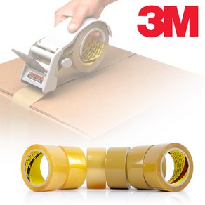 3M 372KS 박스테이프 40M 10개입 OPP 택배 포장 투명 황색 이사 미색 포장용, 황색 40m (10EA)