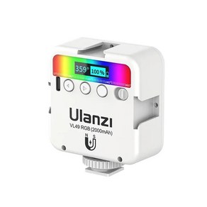 VIJIM-Ulanzi VL49 풀 컬러 RGB LED 비디오 라이트 2500K-9000K 800LUX 마그네틱 미니 필 3 콜드 슈 2000m, 7)VL49 RGB White, 1개