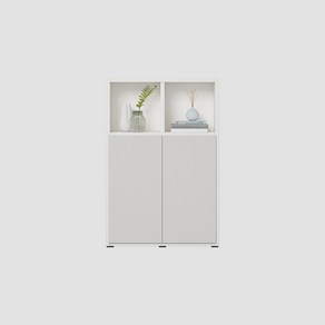 한샘 샘 책장 3단 80cm 수납형 시공(컬러 택1), 크림화이트_책장/코튼그레이_도어 (F)