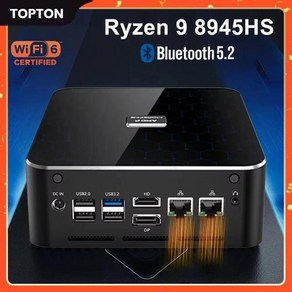 게이밍 미니 PC Topton AMD AI M600 Rzyen 9 8945HS R5 8645HS 2xDDR5 0 2x2.5G LAN 윈도우 11 데스크탑 컴퓨터 게이머 WiFi, 없음, 없음, 17) No Ram No Stoage - Ryzen