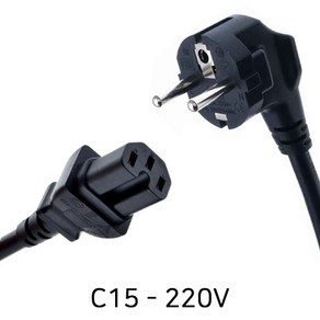 [유비큐넷] ㅡ자형 전원 파워케이블 AC 220V / 16A IEC320 C15-220V [2m], 1개, 2m