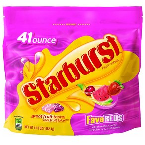 Stabust 스타버스트 후르츠 츄이 캔디 1.16kg 1봉 페이브 레드 FaveReds Fuit Chews Candy Bag 2lbs 9oz, 1개