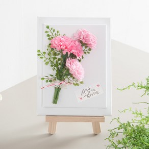 3송이 카네이션 액자set 29cm (펜+이젤) 2컬러 조화 어버이날 스승의날 선물 감사, 레드