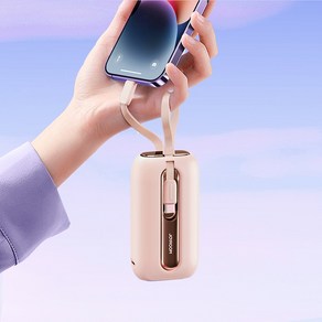 [아마존best]에어그립 조이룸 마카롱 보조배터리 10000mAh 22.5w 고속충전 C타입 8핀 일체형 디스플레이 잔량 확인, 핑크
