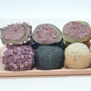 [수가성오메기떡] 달지않아 맛있는 제주 오메기떡, 50개, 55g, 통팥+흑임자+콩고물 선물포장