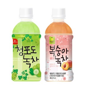 웰그린 청포도녹차10+복숭아녹차10 340ml 20개, 1세트