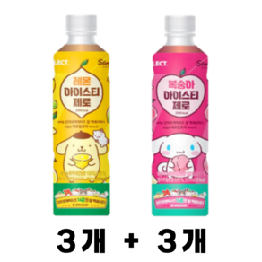 산리오 레몬 아이스티 제로 x 복숭아 아이스티 제로, 3세트, 350ml