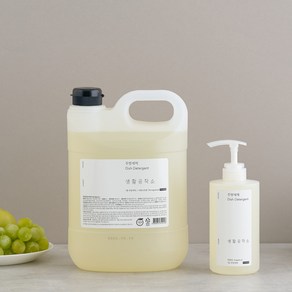 생활공작소 주방세제 대용량 4L + 용기 500ML 저자극 쌀뜨물향 과일야채세척 세제, 1개, 4.5L