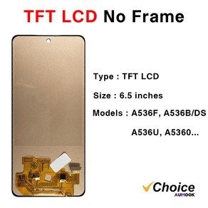 100% 테스트 된 슈퍼 AMOLED LCD 디스플레이 터치 스크린 디지타이저 삼성 A53 5G 프레임 교체 포함, 1개, 01 TFT No Fame