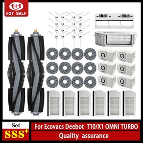 Ecovacs Deebot X1 OMNI T10 로봇 진공 청소기 부품 먼지 봉투 헤파 필터 메인 사이드 브러시 걸레 쓰레기통 액세서리 호환, 10.2PCS, 1개