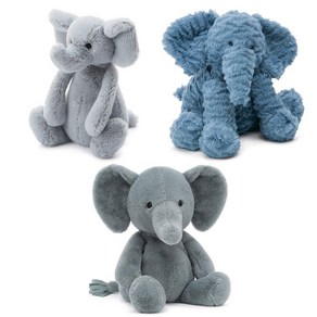 젤리캣 수면 애착인형 코끼리 모음 / Jellycat Elephant Stuffed Animal, Bashful Gey, 1개