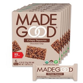 MadeGood Cispy Squaes Chocolate Chip (36 Count) Gluten F MadeGood 크리스피 스퀘어 초콜릿 칩(36개입) 프리 스낵, 1개, 9.98kg