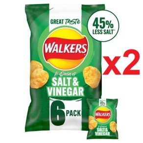 6개입 2개 총12개 워커스 레스 솔트 솔트앤비네가 크리스프 저염 감자칩 Walkers Less Salt A Dash Of Salt and Vinegar