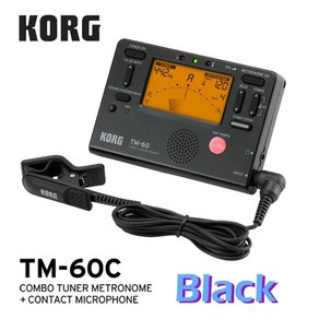 기타 튜너 메트로놈 사운드브레너 바람 우쿨렐레색소폰바이올린플루트 유니버설 45, TM-60C- 블랙, 1개