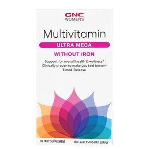 GNC 여성용 울트라 메가 철분 미포함 180정 캐플렛 Womens Ulta Mega Without Ion 180cts, 1개