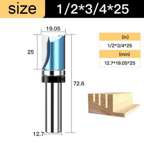 루터기 라우터 비트 조수 1pc 12quot 14quot shank flush tim oute bit fo wood woodwoking 텅스텐 스틸 스트레이트 (베어링, x00207, 1개