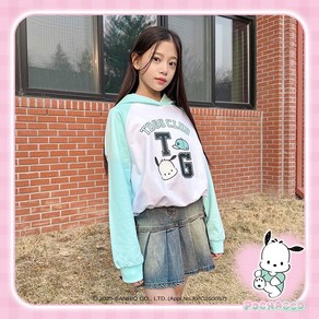 더데이걸 [동아백화점 수성점] 36% 초등 여아 아동 주니어 캐주얼 산뜻한 컬러 귀여운 포차코 캐릭터 밑단 조임 나그랑 포차코 후드 맨투맨 TGMH2511P-01