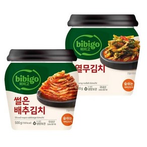 CJ 비비고 김치 용기 2종 (썰은배추김치500g+열무김치480g), 1세트, 980g