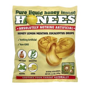 Honees 허니 레몬 멘톨 유칼립투스 기침약 킹사이즈 캔디 100g(3.5oz), 20개, 5g