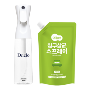 닥터클로 침구소독스프레이 뿌리는소독제 이불살균 대용량300ml, 세트(리필 파우치 1개+전용 스프레이 용기 1개), 300ml, 1개