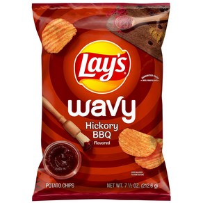 레이즈 웨이브 히커리 BBQ맛 감자칩 1개x212.6g Lay's Wavy Potato Chips Hickoy BBQ Flavo, 1개, 212.6g