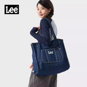 LEE 데일리 데님 토트백 숄더백 보부상 에코백 블루 LE240049M