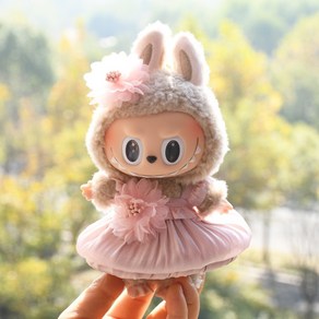 15cm 17cm 30cm 라부부 Labubu 인형옷 마카롱 핑크 프린세스 스커트, A