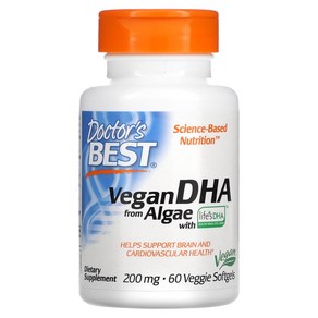 닥터스베스트 식물성 오메가3 DHA 200mg 60베지캡슐 비건 베지테리언 불포화 지방산 algae Vegan Vegetaian 미세 조류 베지테리안 오메가-3 도코사헥사엔산, 1개, 60정