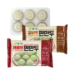 풀그린 전자레인지 3분OK 매콤한 찐만두 168gX10팩+갈비맛찐만두 168gX10팩