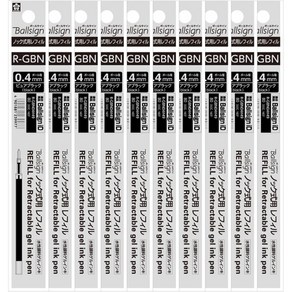 일본직발송 3. 사쿠라 크레파스 볼펜 교체 코어 볼 사인 ID 용 0.4MM 퓨어 블랙 10 개 R-GBN04 # 49 (10), One Size, One Colo