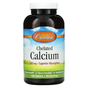 칼슨랩스 킬레이티드 칼슘 Chelated Calcium 500mg 퍼서빙 180정, 1개