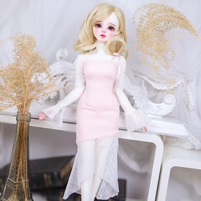 구체관절인형 옷 슬림 롱 원피스 42cm MSD 돌스앤, 핑크, 1개