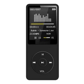 MP3 블루투스 호환 무손실 음악 플레이어 1.8 인치 미디어 비디오 FM 라디오 전자 책 포함 초박형 학생 레코더, [02] Black, 2) Black