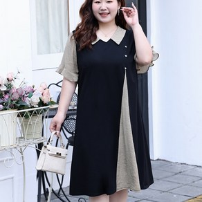 브루니 빅사이즈원피스 트임 반팔 원피스 XL~7XL S167